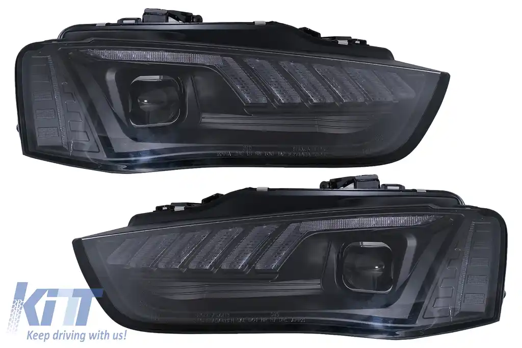 Faruri Xenon LED DRL compatibil cu Audi A4 B8.5 Facelift (2012-2015) Negru Semnal Dinamic-image-6099987