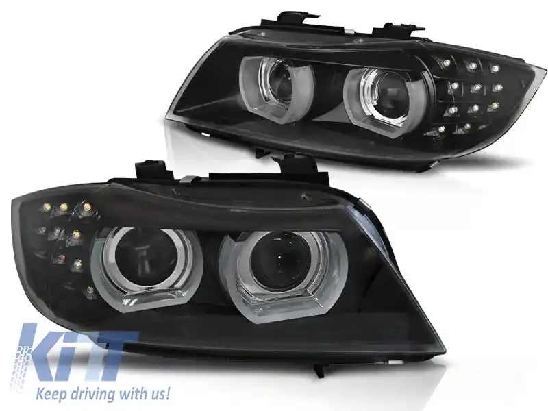 FARURI XENON LED DRL NEGRE AFS potrivite pentru BMW E90/E91 09-11