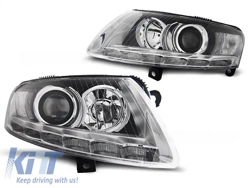 image-4-FARURI XENON TRUE DRL CHROME potrivite pentru AUDI A6 C6 04.04-08