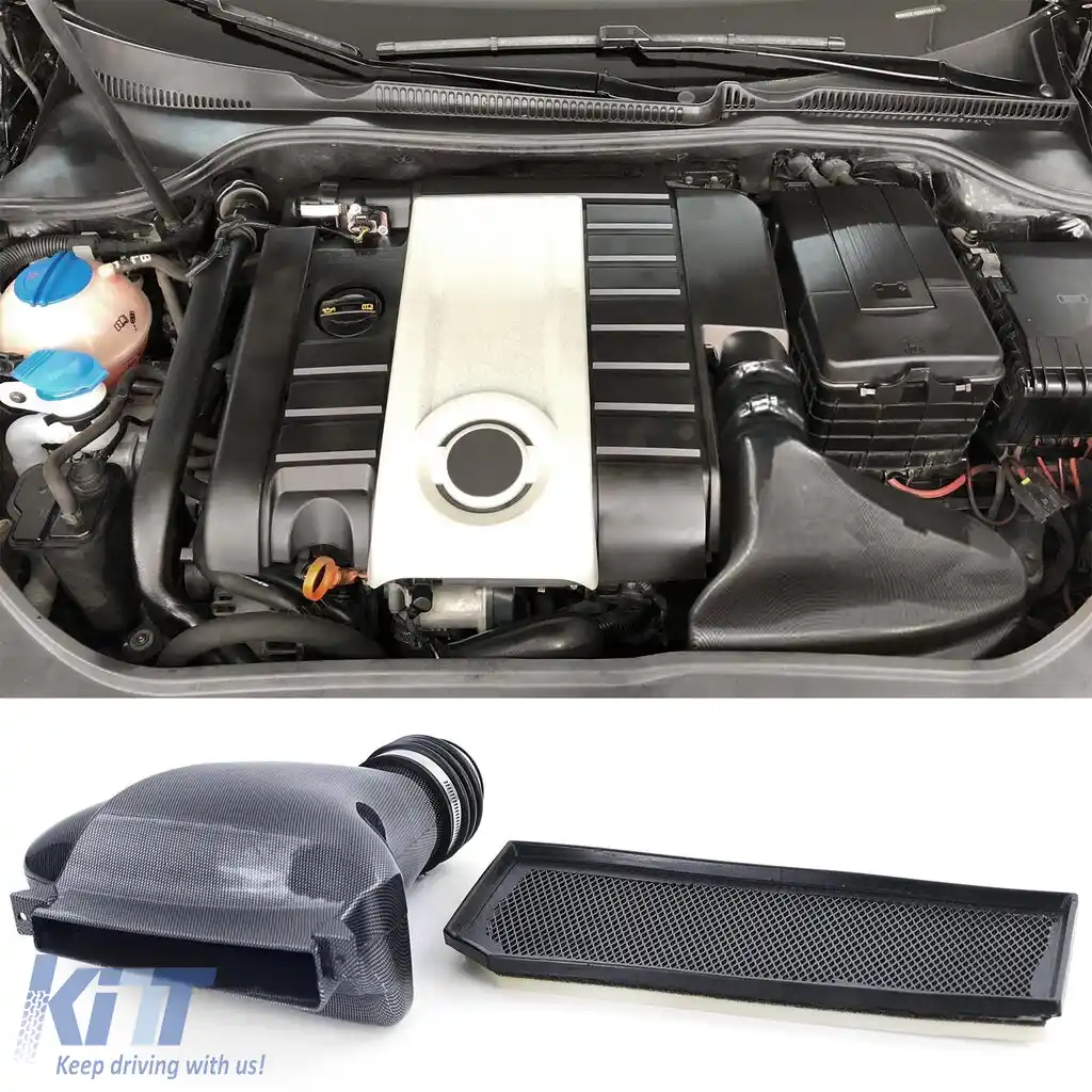 image-5-Filtru de aer Airbox Aspirație de aer Aspect carbon Ram Air potrivit pentru VW Golf 5 2.0 GTI 03-08