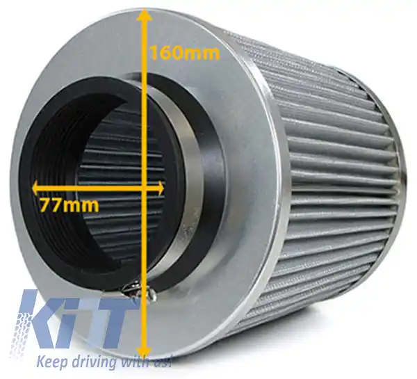 Filtru de aer sport performant – argintiu – conexiune universală de 60–76 mm-image-6191502