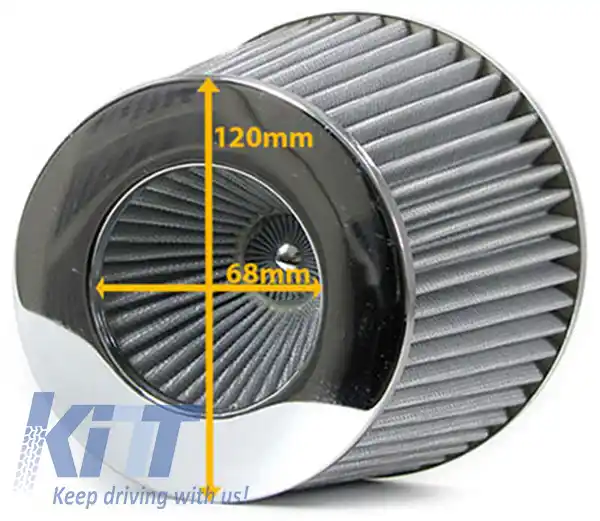 Filtru de aer sport performant – argintiu – conexiune universală de 60–76 mm-image-6191504