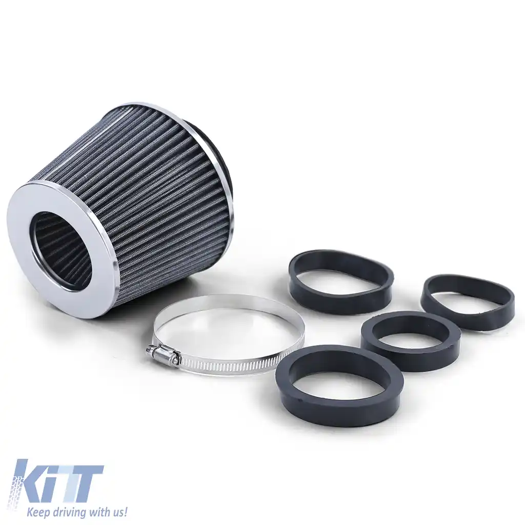 Filtru de aer sport performant argintiu universal, potrivit pentru conexiuni de 60-70mm-image-6196761