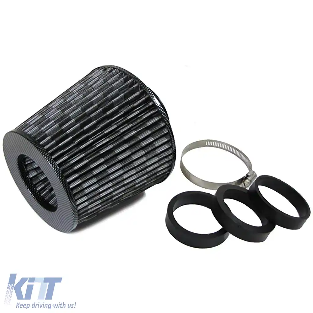 Filtru de aer sport performant din carbon cu 3 inele de adaptor 60-76mm-image-6195158