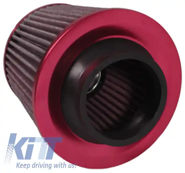 Filtru de aer sport universal de performanță roșu cu 3 inele de adaptor 60-76mm-image-6195166