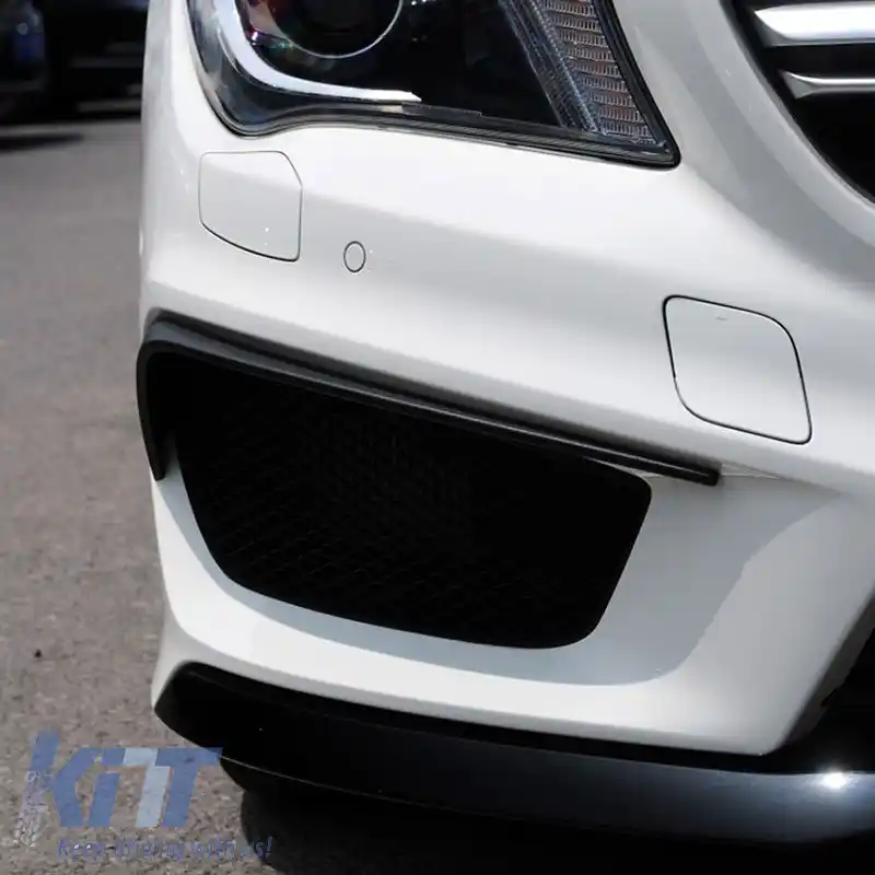 Flaps laterale pentru bara de protecție frontală potrivite pentru Mercedes-Benz CLA W117 13-17 cu bara de protecție de design lucios negru 2 bucăți-image-6304158