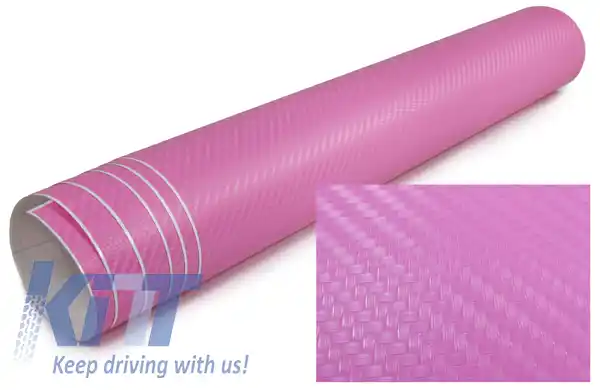 Folie 3D din carbon autoadezivă 30cm *1.27 metri roz roz