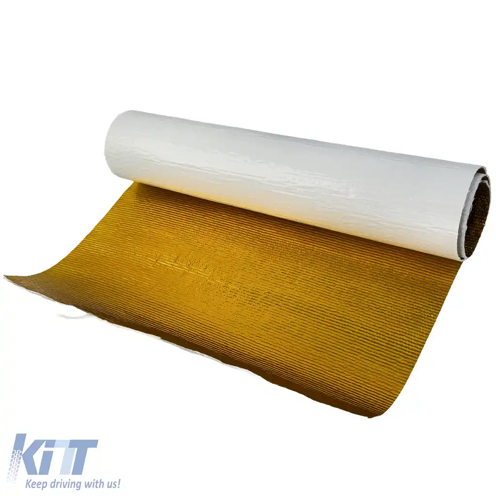 Folie de protecție termică, saltea izolatoare 50x100cm, scut termic autoadeziv pentru evacuare, aurie, 500°C-image-6197824