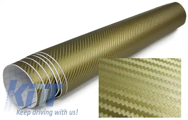 Folie din carbon 3D autocolant 30cm *1.524 metri aurie