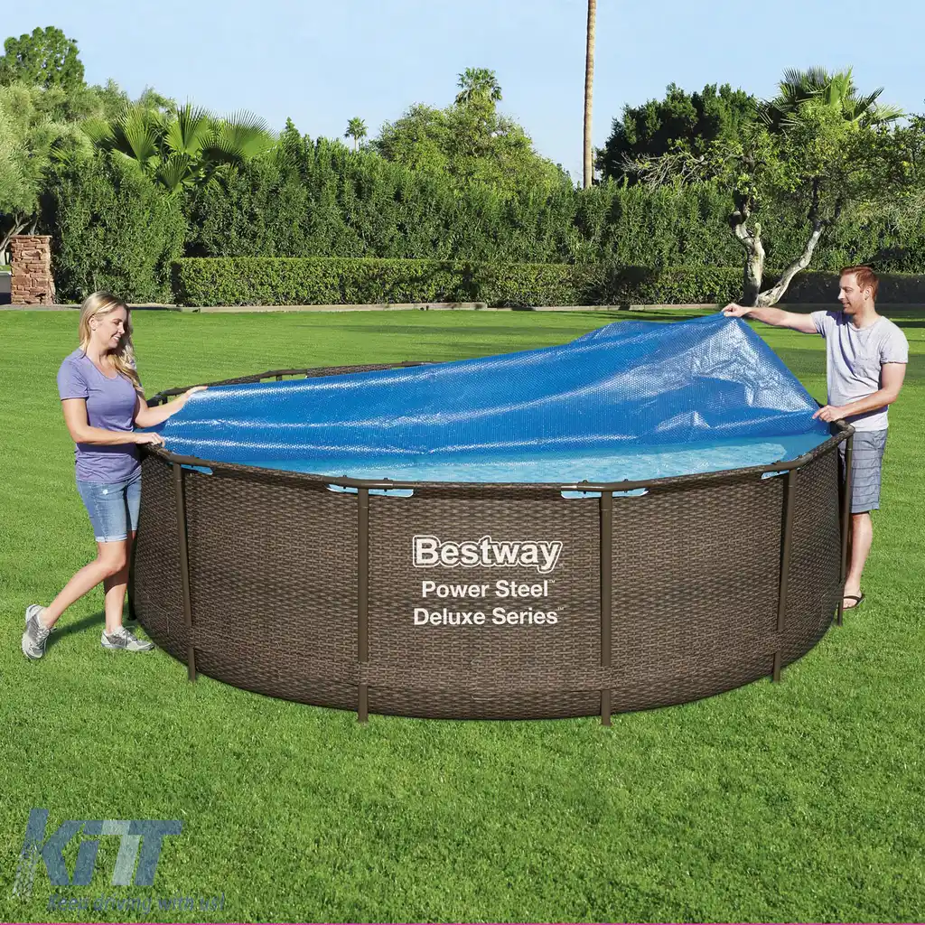 Folii de protecție solară Ø 210cm BESTWAY Flowclear albastru, potrivite pentru piscină-image-6199605
