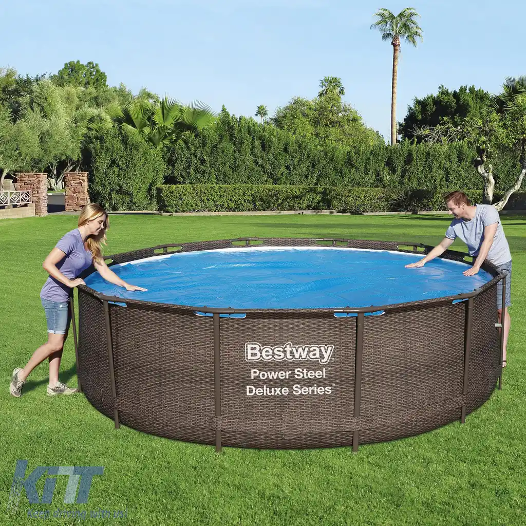 Folii de protecție solară Ø 210cm BESTWAY Flowclear albastru, potrivite pentru piscină-image-6199606
