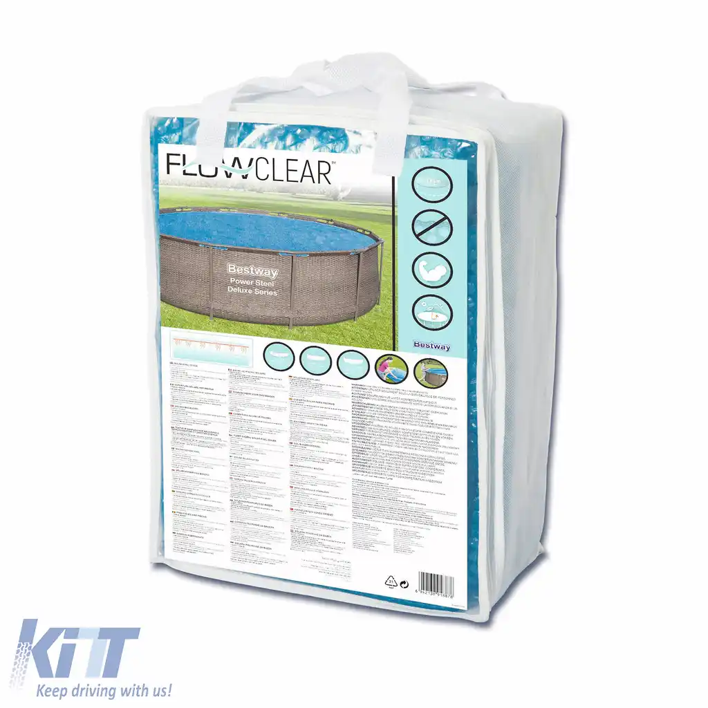 Folii de protecție solară Ø 210cm BESTWAY Flowclear albastru, potrivite pentru piscină-image-6199609