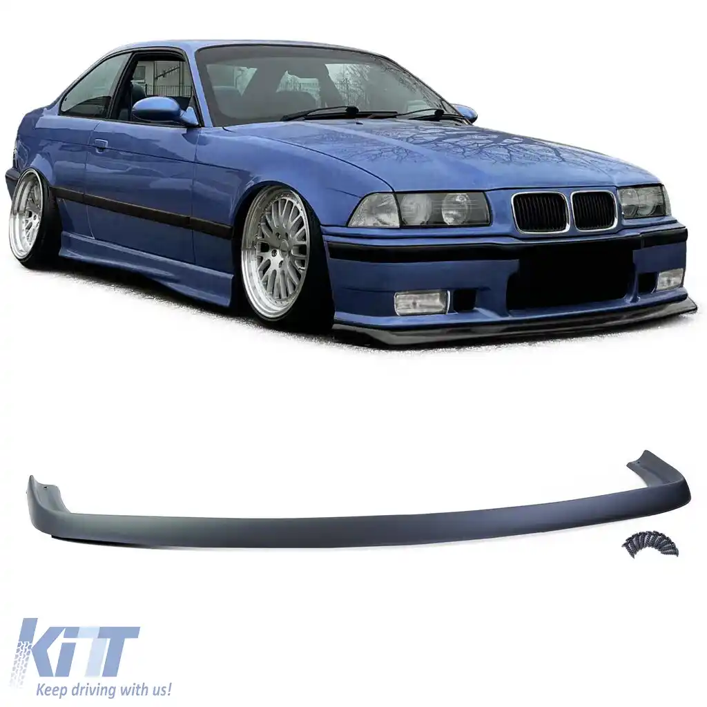 Front Spoiler Lip FATLIP Negru Mat potrivit pentru BMW Seria 3 E36 90-99