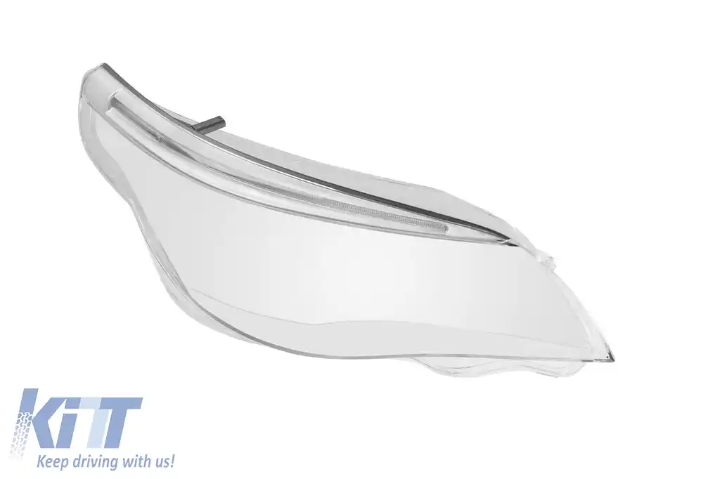 Geam drept pentru far cu sprânceană LED și garnitură cromată potrivit pentru BMW Seria 5 E60 sedan LCI, E61 break LCI 2007-2010 versiunea 1