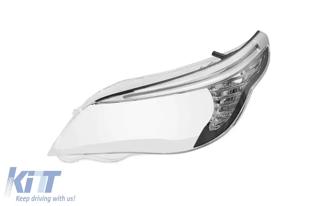 Geam stânga pentru far cu sprânceană LED și garnitură cromată, potrivit pentru BMW Seria 5 E60 Sedan LCI, E61 Touring LCI 2007-2010 versiunea 2