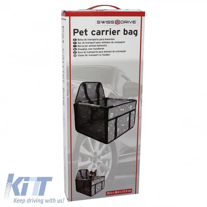 Geantă de transport protectoare pentru mașină, culoare gri, potrivită pentru animale de companie 38,5 x 38,5 x 27cm 1 bucată-image-6313332