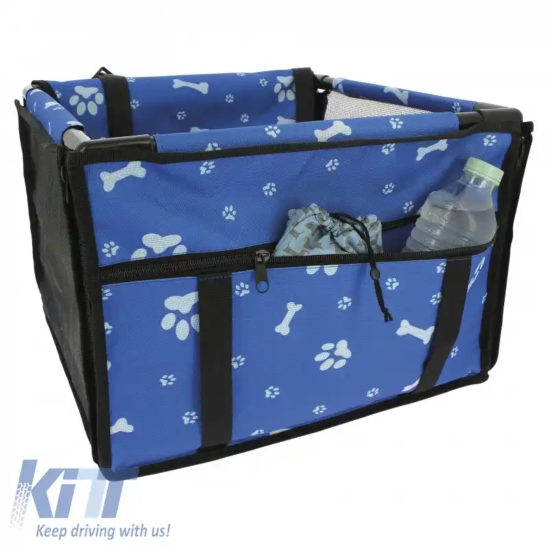 Geantă de transport protectoare pentru mașină, potrivită pentru animale de companie, culoare albastră, 38,5 x 38,5 x 27cm, 1 bucată-image-6313353
