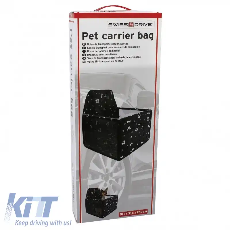 Geantă de transport protectoare pentru mașină, culoare neagră, potrivită pentru animale de companie 38,5 x 38,5 x 27cm 1 bucată-image-6314307