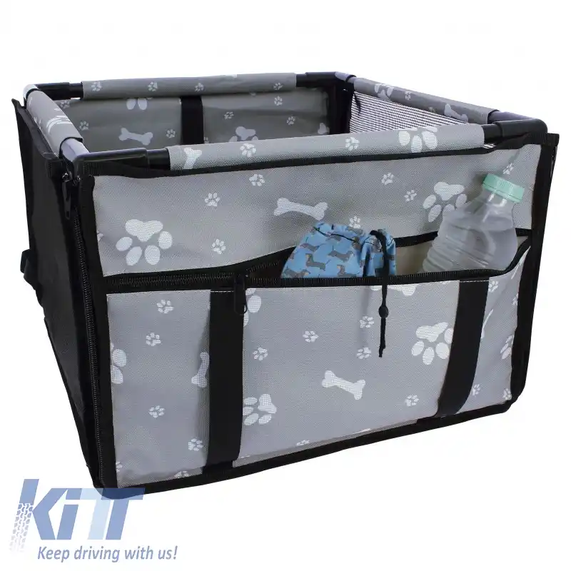 Geantă de transport protectoare pentru mașină, culoare gri, potrivită pentru animale de companie 38,5 x 38,5 x 27cm 1 bucată-image-6314315