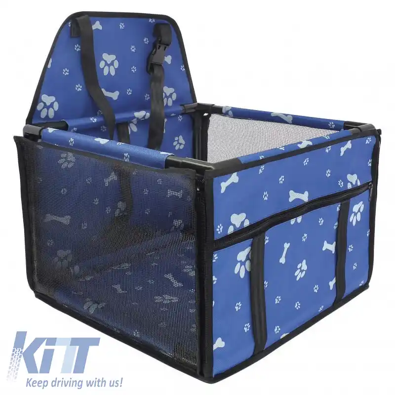 Geantă de transport protectoare pentru mașină, culoare albastră, potrivită pentru animale de companie 38,5 x 38,5 x 27cm 1 bucată-image-6314340