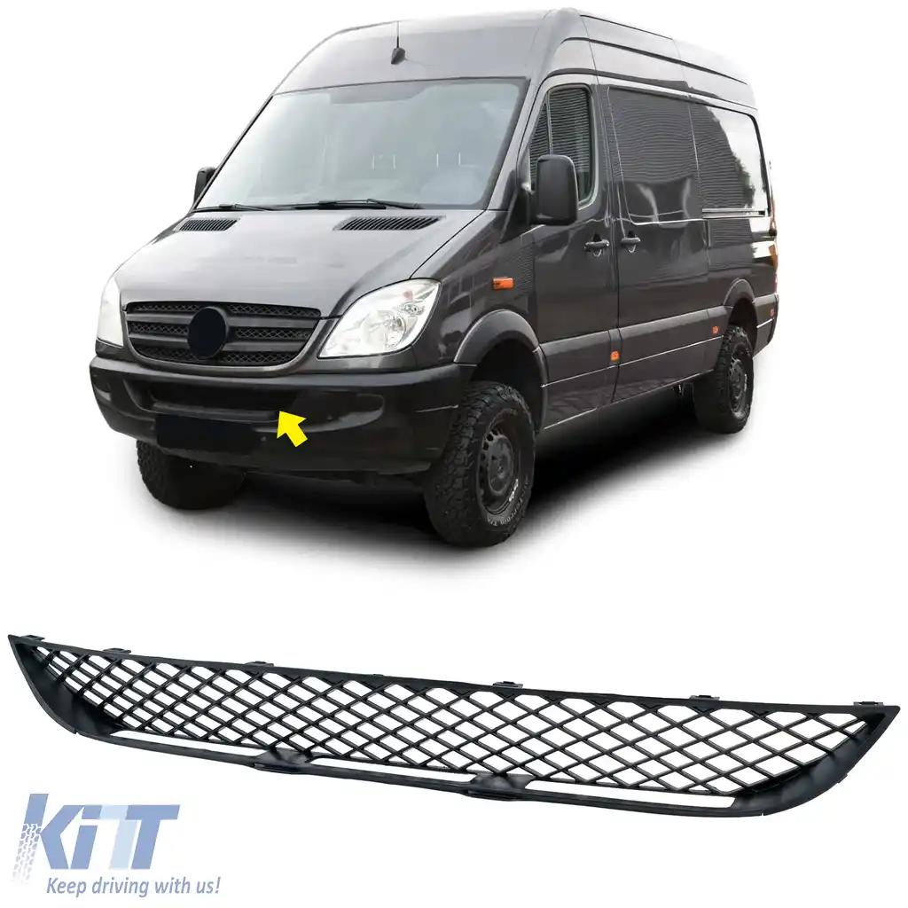 Grilă centrală a barei de protecție potrivită pentru Mercedes Sprinter W906 pre-facelift 2006–2013