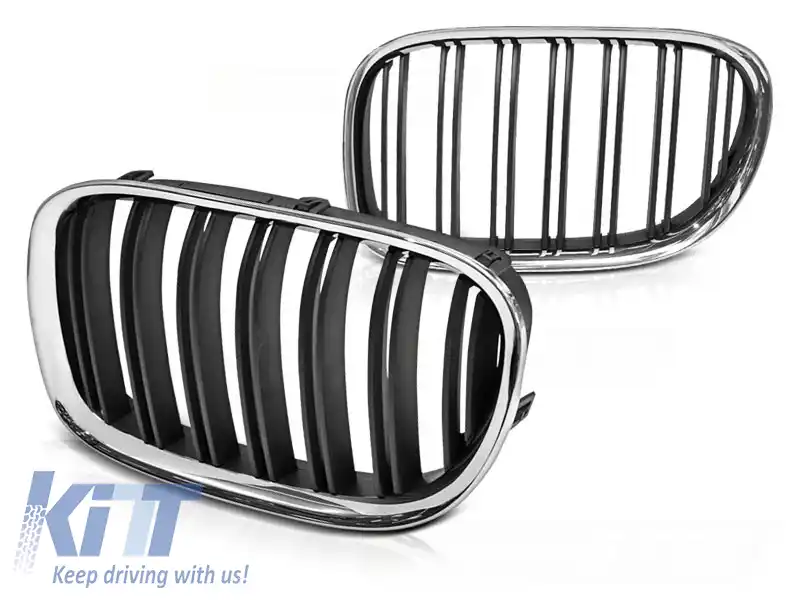 image-5-GRILĂ CROM NEAGRĂ CU DOUĂ BARE potrivită pentru BMW F01 09-15