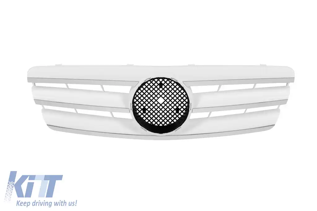 Grilă cromată/albă potrivită pentru Mercedes C-Class W203 2000-2007