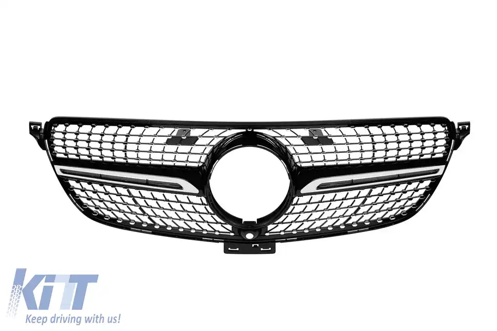 Grilă crom/black diamant potrivită pentru Mercedes GLE W166, GLE Coupe C292 2015-2019 cu deschidere pentru cameră