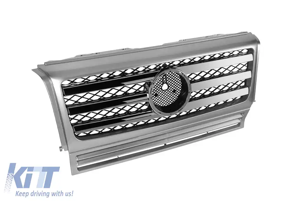 Grilă crom/gray cu trei raze potrivită pentru Mercedes G-Class W463 1990-2018-image-6146116