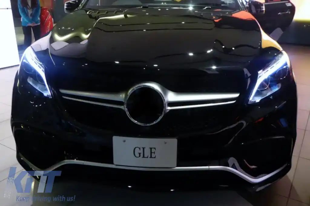 Grilă crom/gray potrivită pentru bara de protecție 63 A Design pe Mercedes GLE SUV W166, GLE Coupe C292 2015-2019 cu deschidere pentru cameră-image-6264596