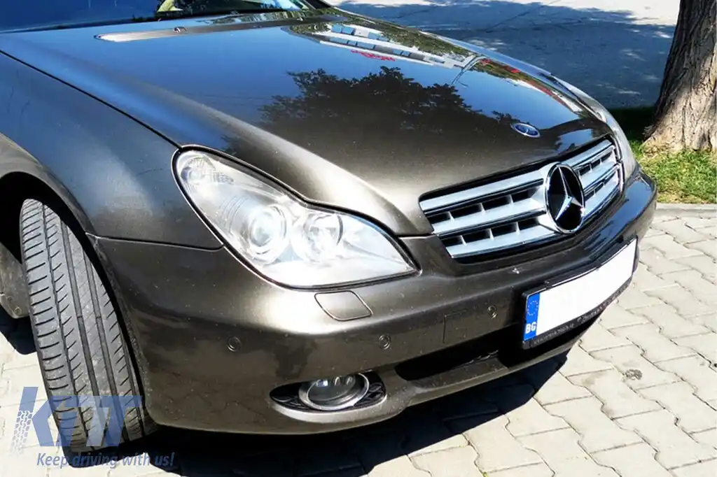 Grilă crom/gray potrivită pentru Mercedes CLS C219 2004-2008-image-6132403