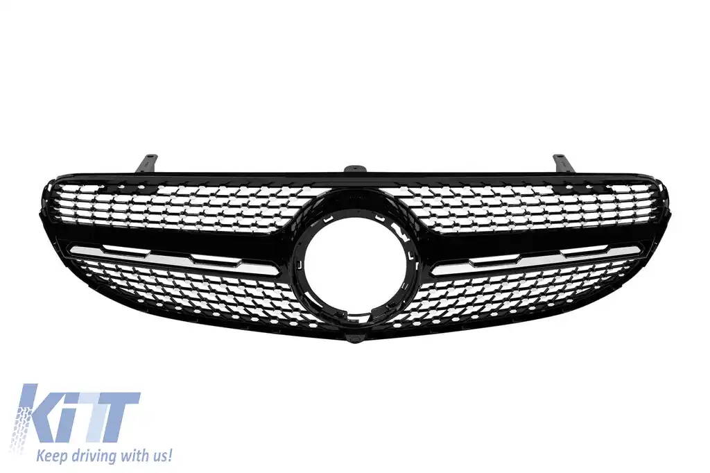 Grilă crom/neagră cu diamant potrivită pentru Mercedes GLC X253 2020-2022 pentru modelul echipat cu bara de protecție frontală standard