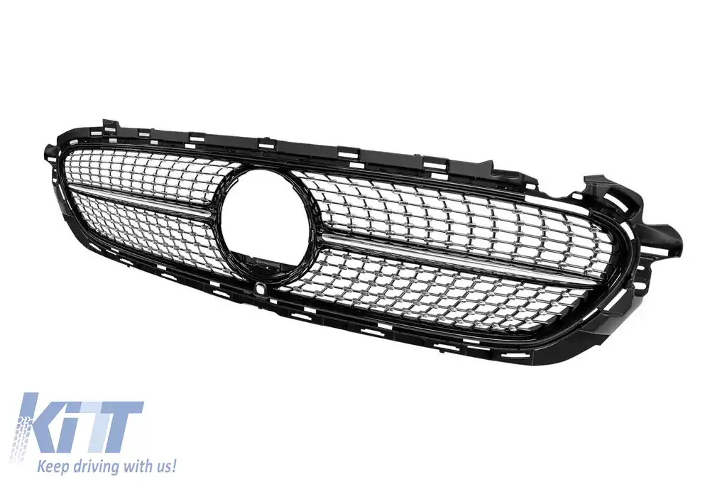 Grilă crom/neagră cu diamant potrivită pentru Mercedes W213 sedan, S213 break, C238 coupe, A238 cabrio 2020-2023-image-6235244