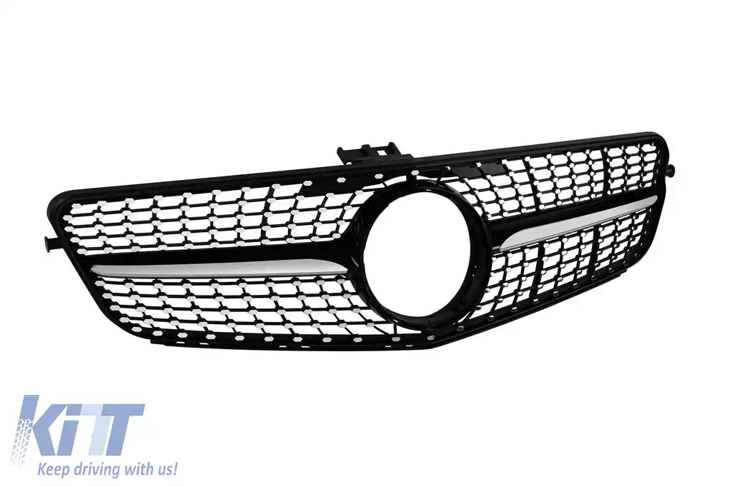 Grilă crom/neagră cu diamant, potrivită pentru Mercedes C-Class W204 sedan, break, coupe 2007-2014-image-6236868