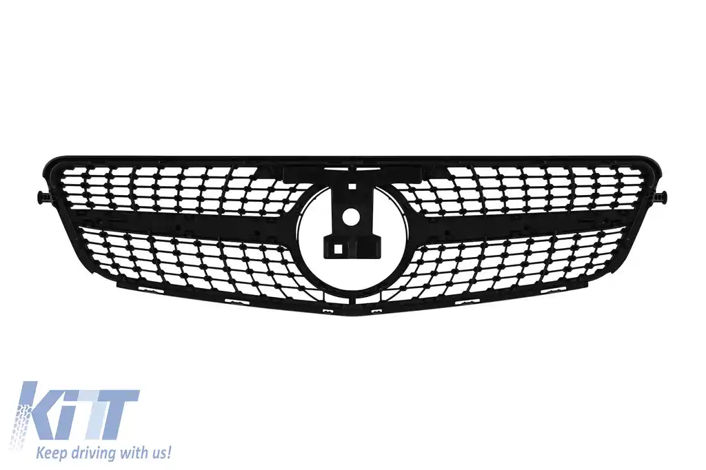 Grilă crom/neagră cu diamant, potrivită pentru Mercedes C-Class W204 sedan, break, coupe 2007-2014-image-6236869