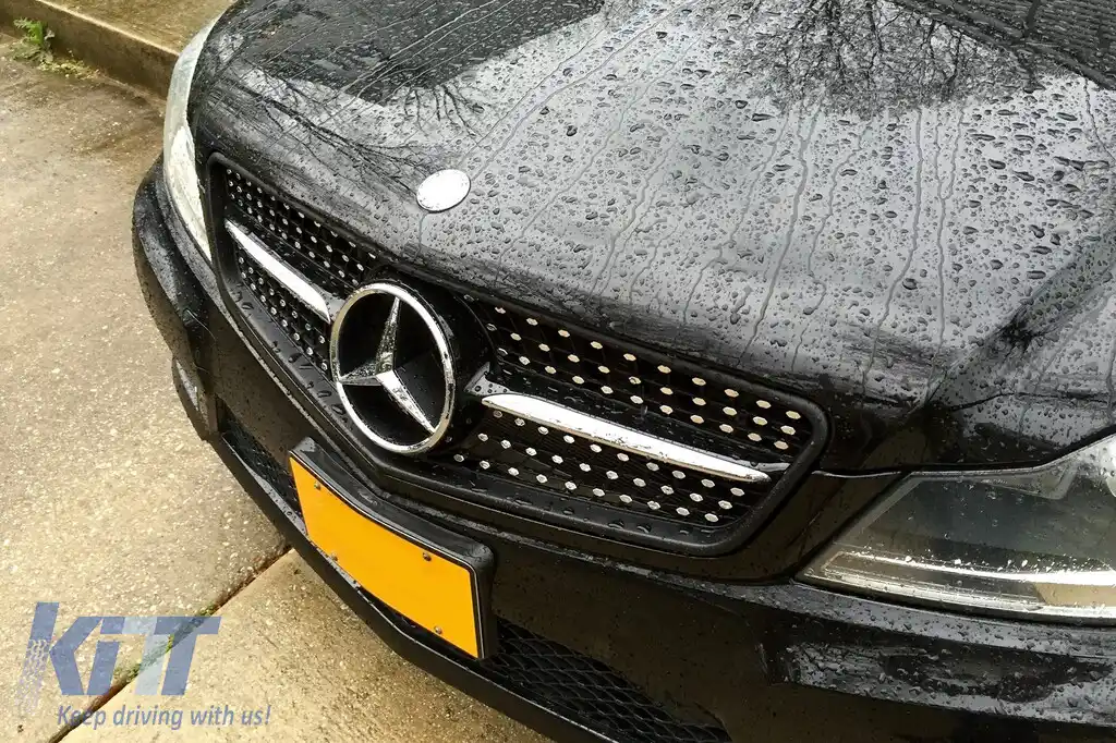 Grilă crom/neagră cu diamant, potrivită pentru Mercedes C-Class W204 sedan, break, coupe 2007-2014-image-6236871