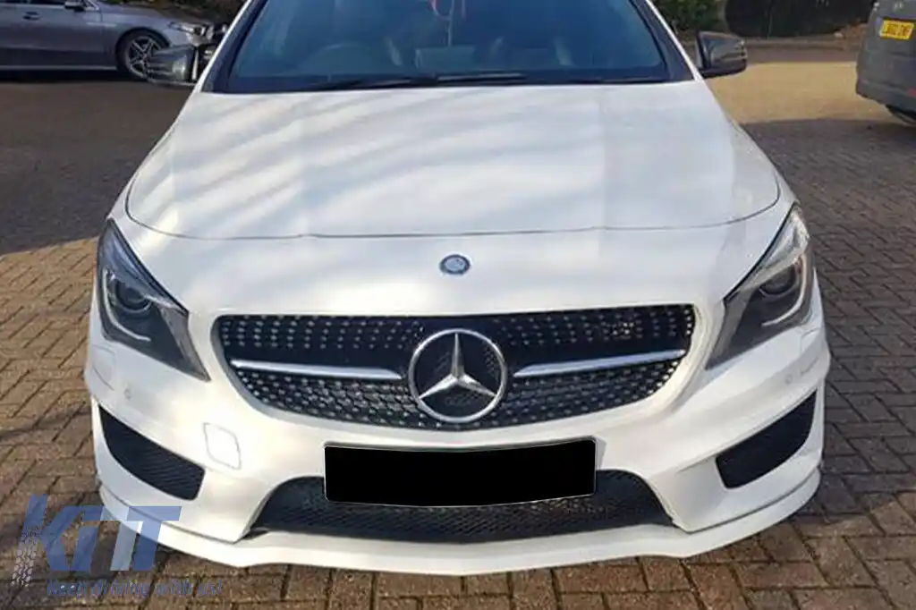 Grilă crom/neagră cu diamant potrivită pentru Mercedes CLA C117 2013-2018 fără deschidere pentru cameră-image-6236970