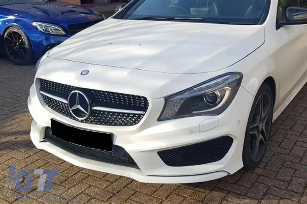 Grilă crom/neagră cu diamant potrivită pentru Mercedes CLA C117 2013-2018 fără deschidere pentru cameră-image-6236971