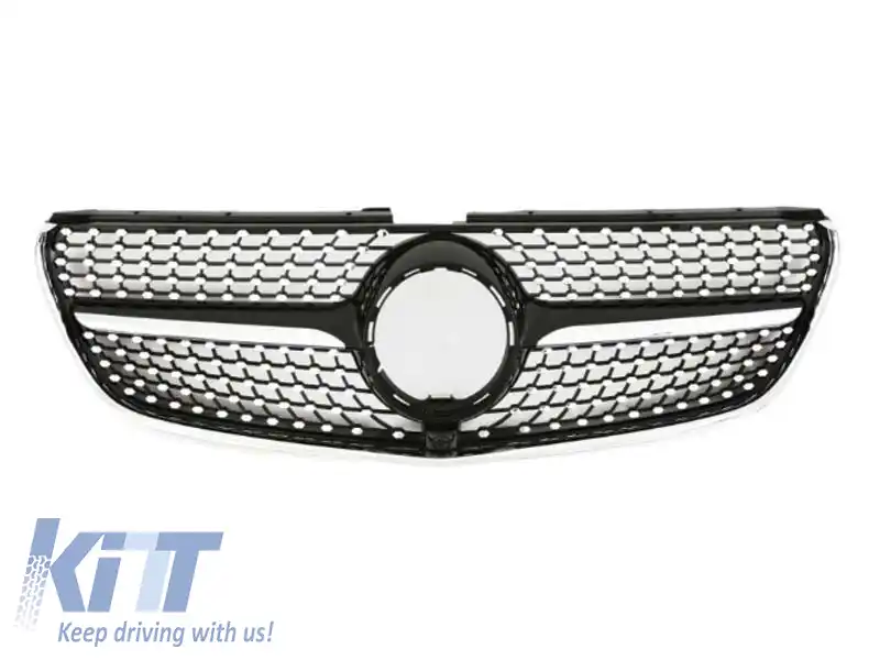 Grilă crom/neagră cu diamant potrivită pentru Mercedes V-Class W447 2014-2019