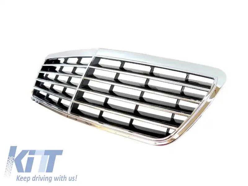 Grilă crom/neagră potrivită pentru Mercedes E-Class W210 1999-2002-image-6144297