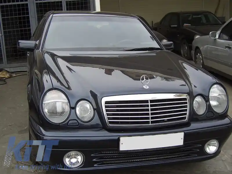 Grilă crom/neagră potrivită pentru Mercedes E-Class W210 1999-2002-image-6144304