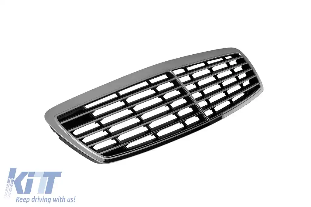 Grilă crom/neagră potrivită pentru Mercedes E-Class W211 2002-2006-image-6144310