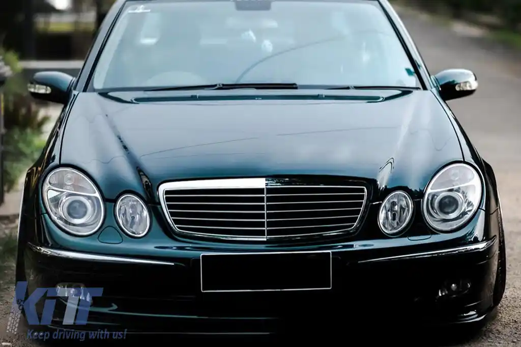 Grilă crom/neagră potrivită pentru Mercedes E-Class W211 2002-2006-image-6144312