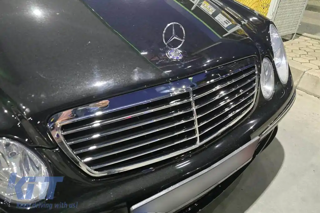 Grilă crom/neagră potrivită pentru Mercedes E-Class W211 2002-2006-image-6144313