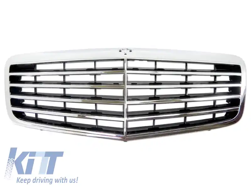 image-11-Grilă crom/neagră potrivită pentru Mercedes E-Class W211 2007-2009