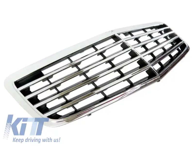 Grilă crom/neagră potrivită pentru Mercedes E-Class W211 2007-2009-image-6144331