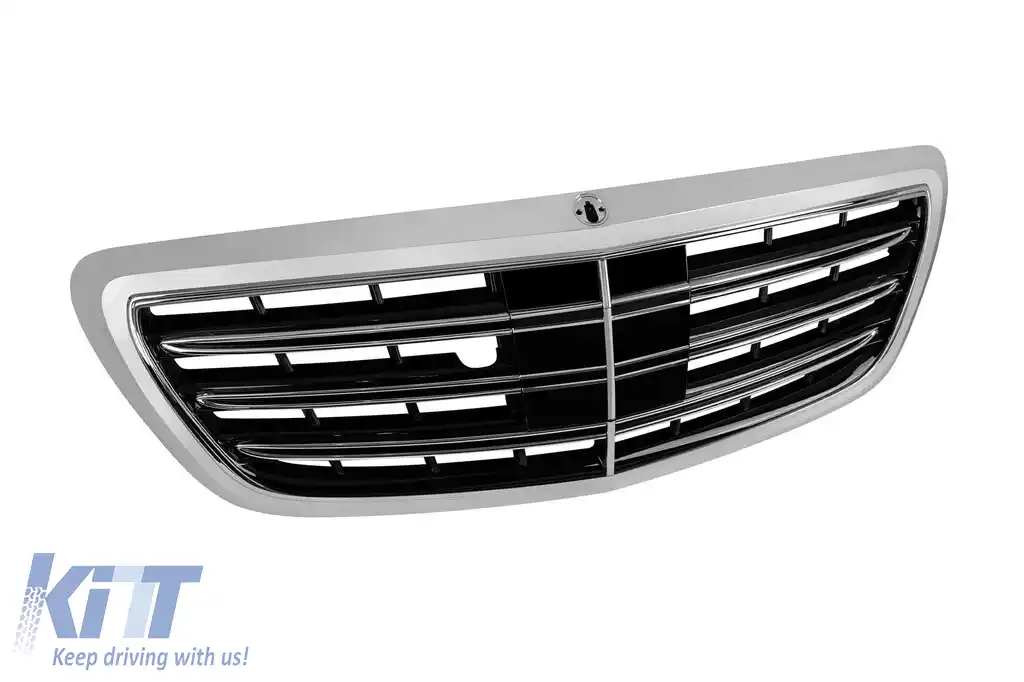 Grilă crom/neagră tip A Design potrivită pentru Mercedes S-Class W222 2013-2020 pentru modelul cu Distronic și Night Vision-image-6145771