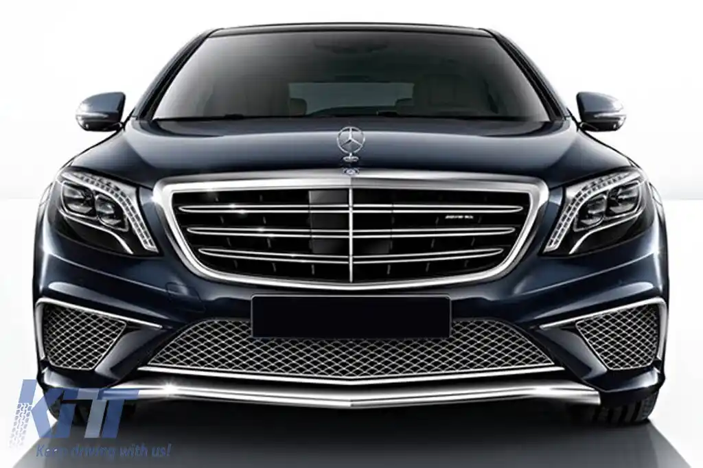 Grilă crom/neagră tip A Design potrivită pentru Mercedes S-Class W222 2013-2020 pentru modelul cu Distronic și Night Vision-image-6145774