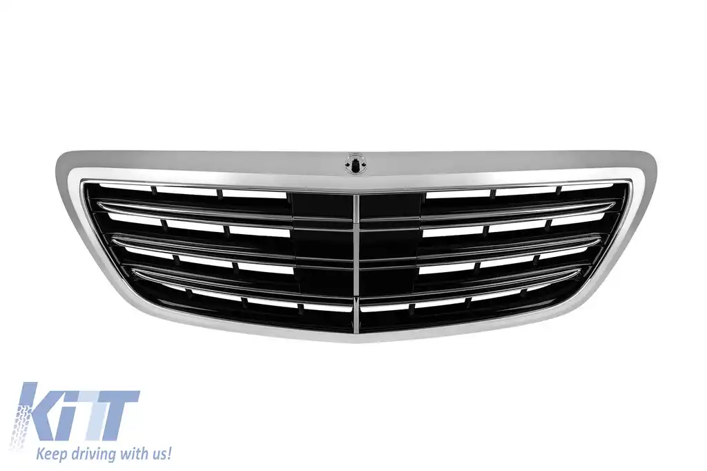 Grilă crom/neagră tip A Design potrivită pentru Mercedes S-Class W222 2013-2020 pentru modelul cu Distronic, fără Night Vision