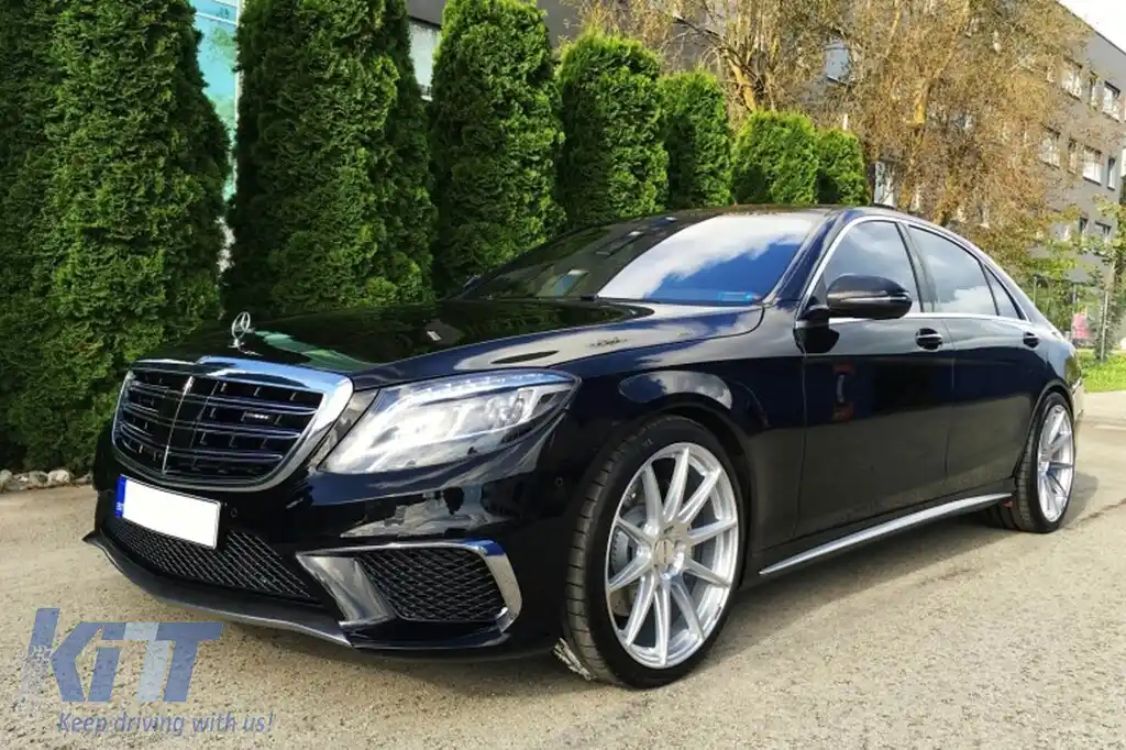 Grilă crom/neagră tip A Design potrivită pentru Mercedes S-Class W222 2013-2020 pentru modelul cu Distronic, fără Night Vision-image-6146528